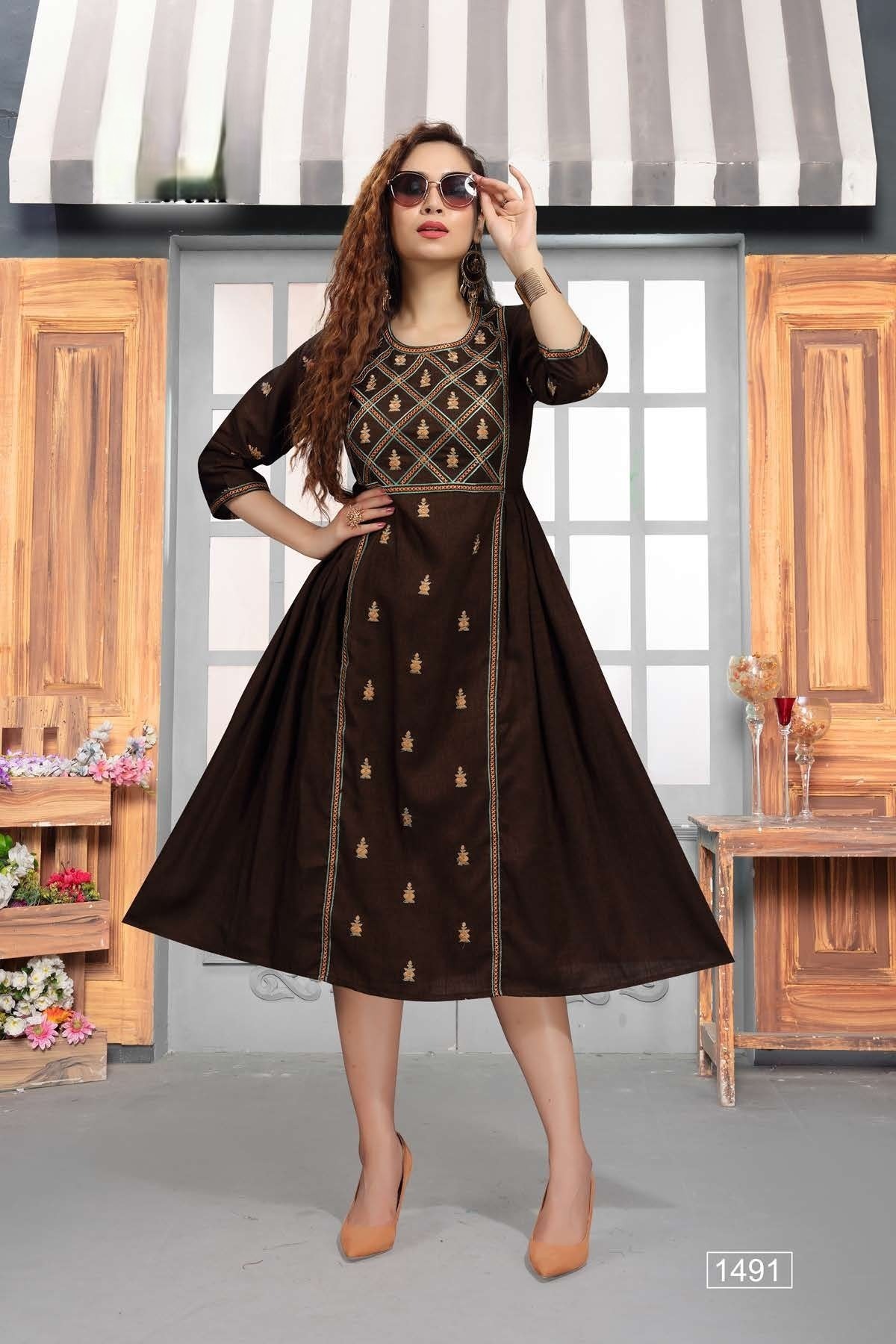 Chutki 1490 Latest Regular Wear Rayon Embroidery Designer Kurti Collection